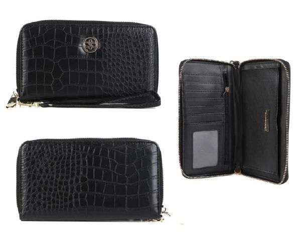 Carteira Feminina Shoestock Wild Croco Preta