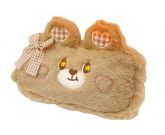 Estojo Ursinho De Pelúcia Kawaii Bordado Bege