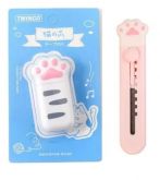 Kit Corretivo Fita Cinza 6m E Mini Estilete Patinha Kawaii