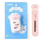 Kit Corretivo Fita Marrom 6m E Mini Estilete Patinha Kawaii