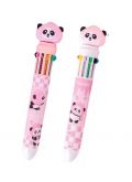 Kit 2 Canetas Panda Kawaii 10 Cores Esferográfica