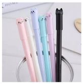 6 Canetas Gel Gatinhos Kawaii Tinta Preta