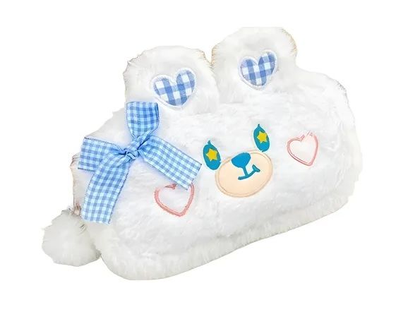 Estojo Ursinho De Pelúcia Kawaii Branco Bordado
